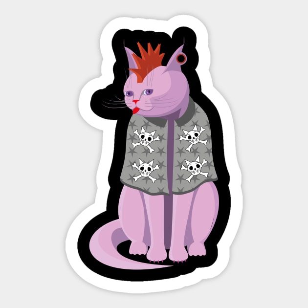 Punk Rock Cat Sticker by Kater Karl